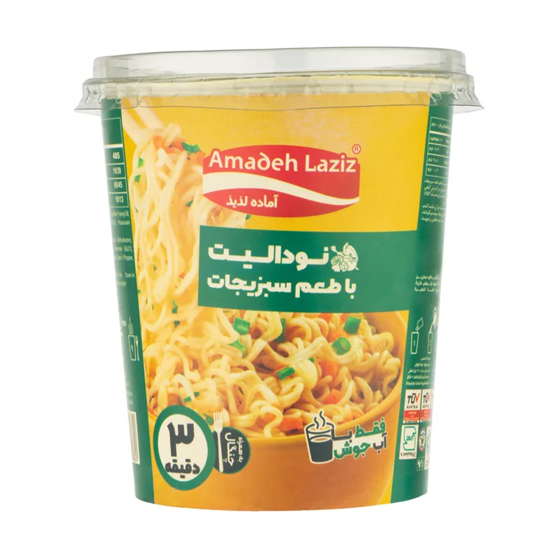 نودل لیوانی با طعم سبزیجات آماده لذیذ - 65 گرم